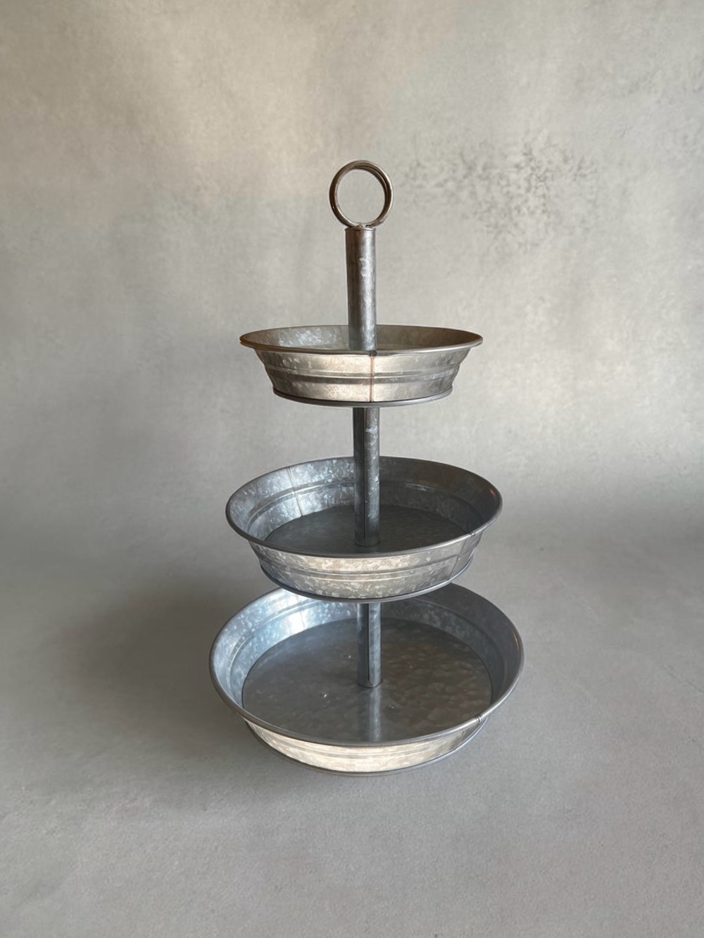 Galvanized Three Tiered Serving Stand - 3 Tier Metal Tray Platter